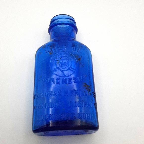 Early Vintage Milk of Magnesia Cobalt Blue Bottle 5" - Picture 7 of 8